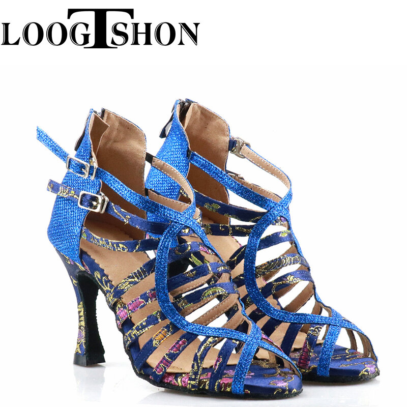 Loogtshon – chaussures de danse pour femmes, chaussures de danse latine modernes pour dames, sandales de Salsa à talon de 7.5CM