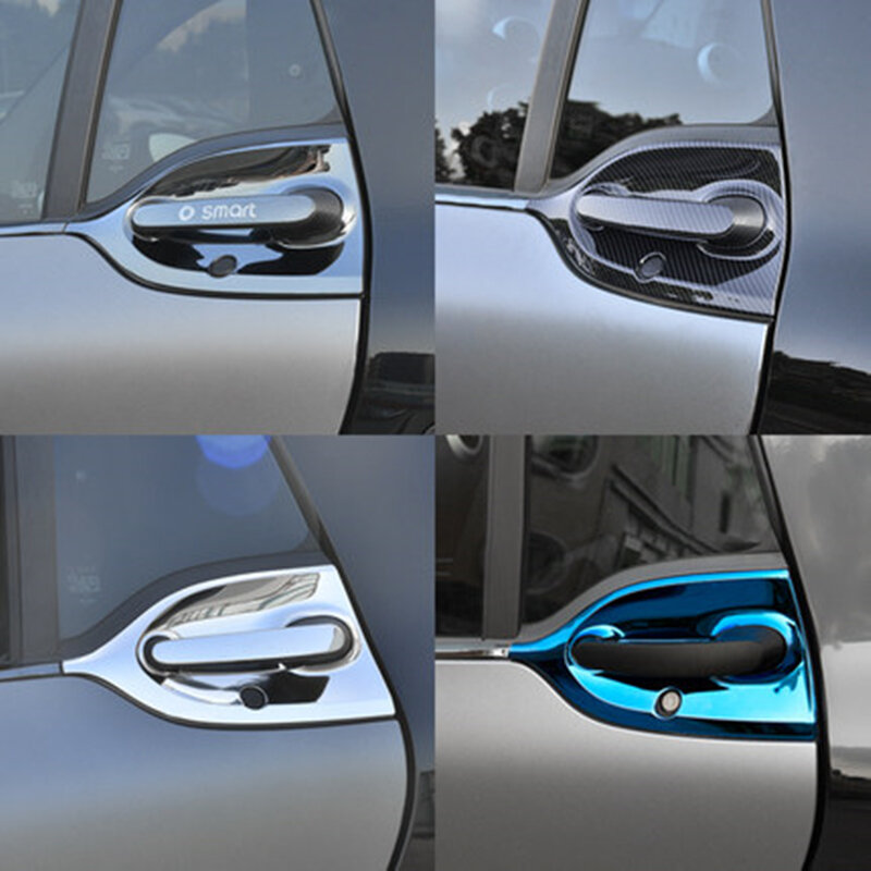 Cubierta decorativa para puerta exterior de coche, pegatina protectora de acero inoxidable para smart fortwo 453