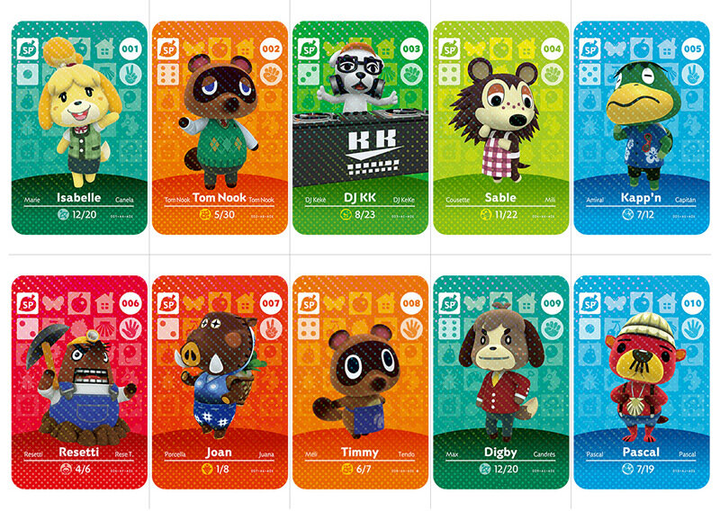 100pcs For Animal Croxxing Card Standard / MiNi Figures NFC Switch NS Games Series 1