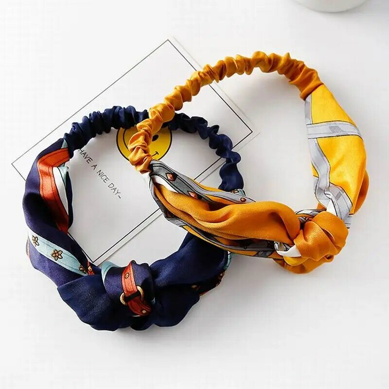 Повязка на голову эластичная, с цветочным принтом, для шарфа, 2021, Женский хвостик
