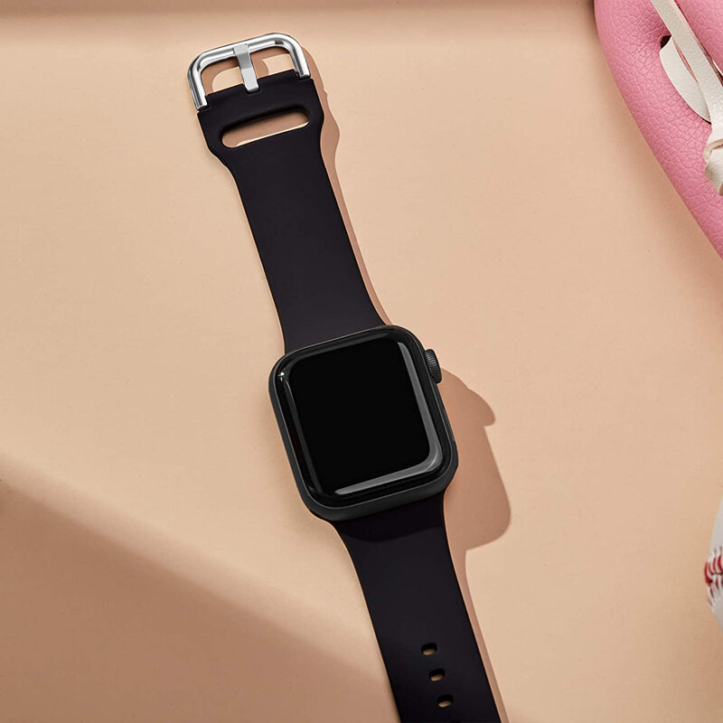 Pasek do zegarka Apple 6 pasek 44MM 40MM 38MM 42MM pasek silikonowy szczupła bransoletka sportowa Watchband dla correa iwatch seria 5 4 3 SE 6