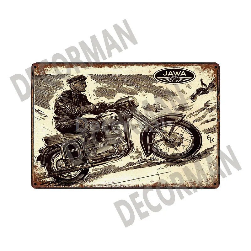 [DecorMan] JAWA BSA TT มอเตอร์ป้ายโลหะโปสเตอร์ภาพวาดเหล็ก Vintage Custom ตกแต่ง Club LTA-1704