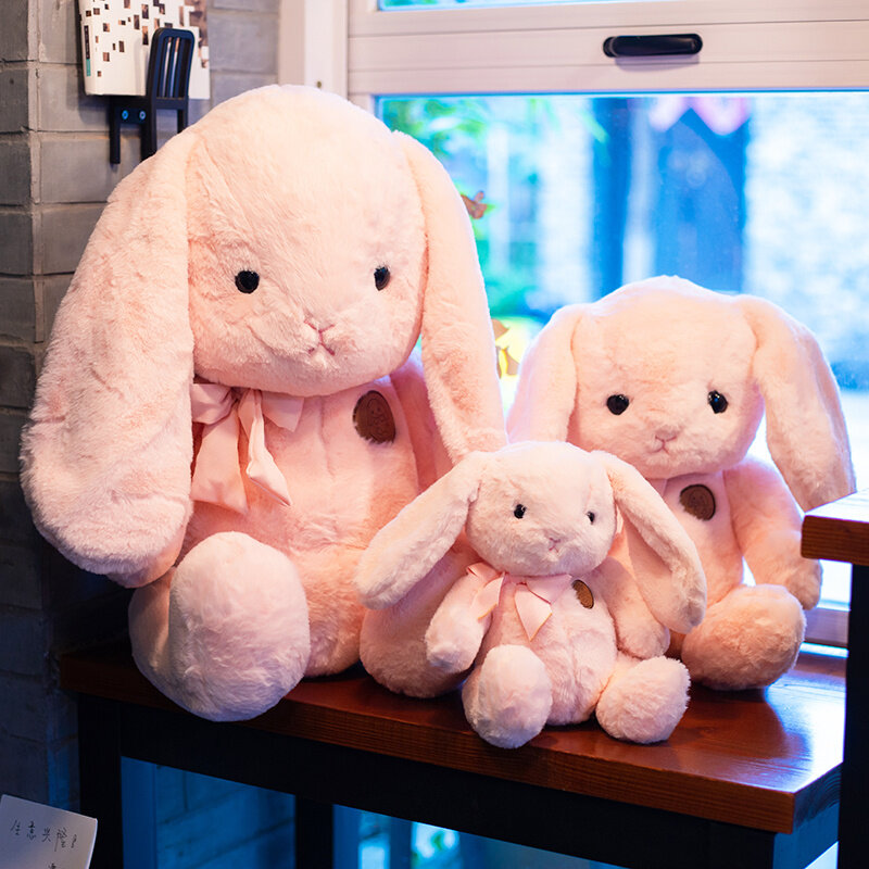 귀여운 핑크 토끼 플러시 장난감 인형 긴 귀 신진 토끼 인형