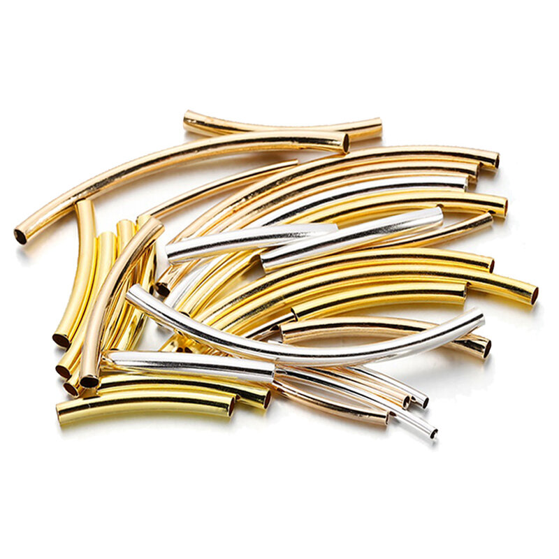 50-100 pçs/lote 25-30mm faixa de ouro cobre curva tubo espaçador contas conectores para diy pulseira & colar jóias fazendo acessórios