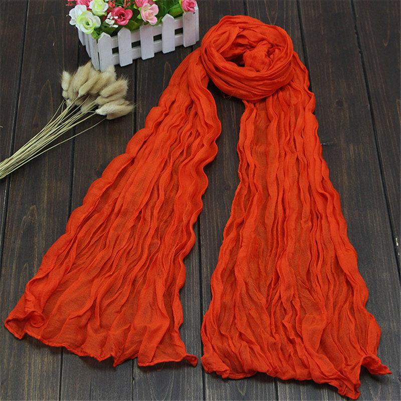 Hot Sale Linen Scarf Women Candy Color Warm Soft Ladies Long Voile Winter Thin Shawl