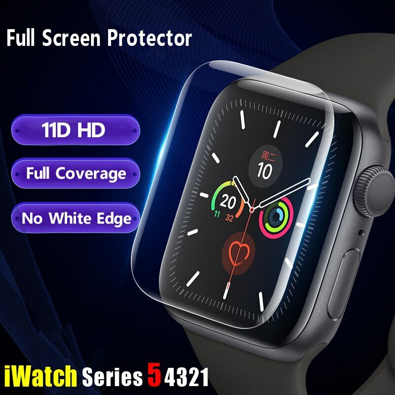 Protector de pantalla para Apple Watch Series 7, 45mm, 41mm, iWatch 11D, accesorios de película de cobertura completa, 45mm, 41mm