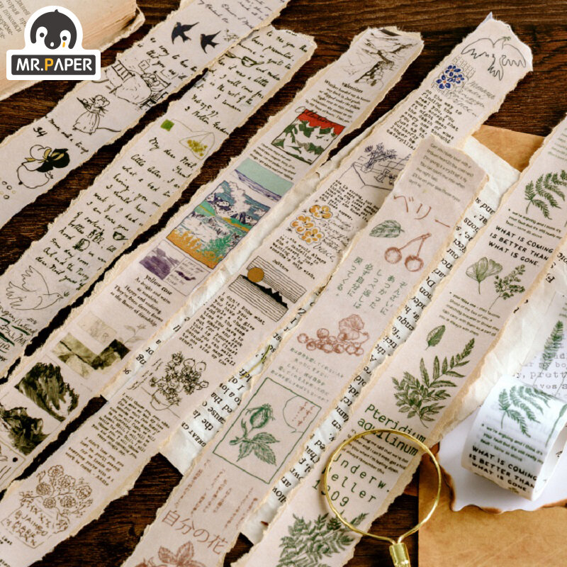 Mr. papel 8 adesivos washi fita de planta japonesa, visão natural, conjunto de álbum de recortes, decoração, fitas de mascaramento, presente para crianças
