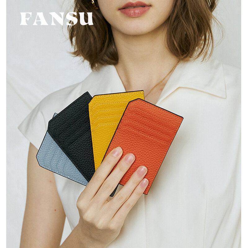 FANSU – portefeuille en cuir de vachette pour femme, petit porte-monnaie multifonctionnel à la mode, sac pour cartes
