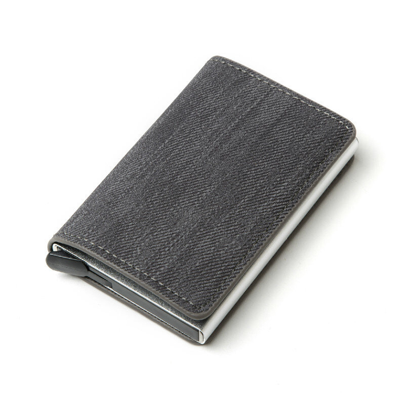 Porta carte di credito per uomo e donna in metallo RFID scatola in alluminio Vintage portafoglio in pelle PU nota carbonio