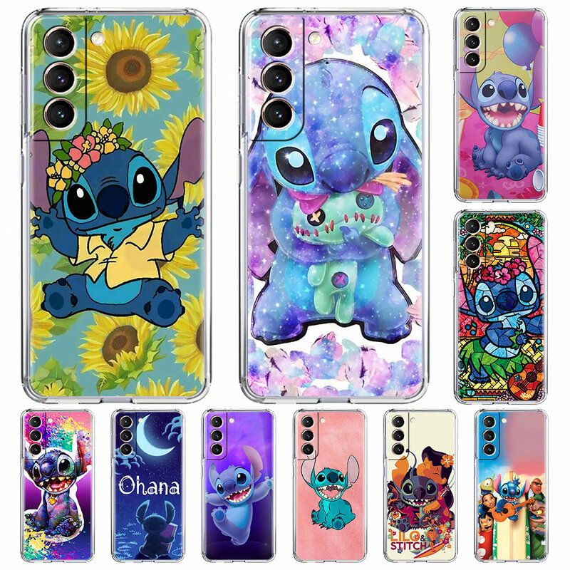 Clear Case For Samsung Galaxy S20 FE S21 Ultra S10 Plus Note 10 Lite Transparent Soft Cover Lilo Stitch Cute TPU Housing Shell