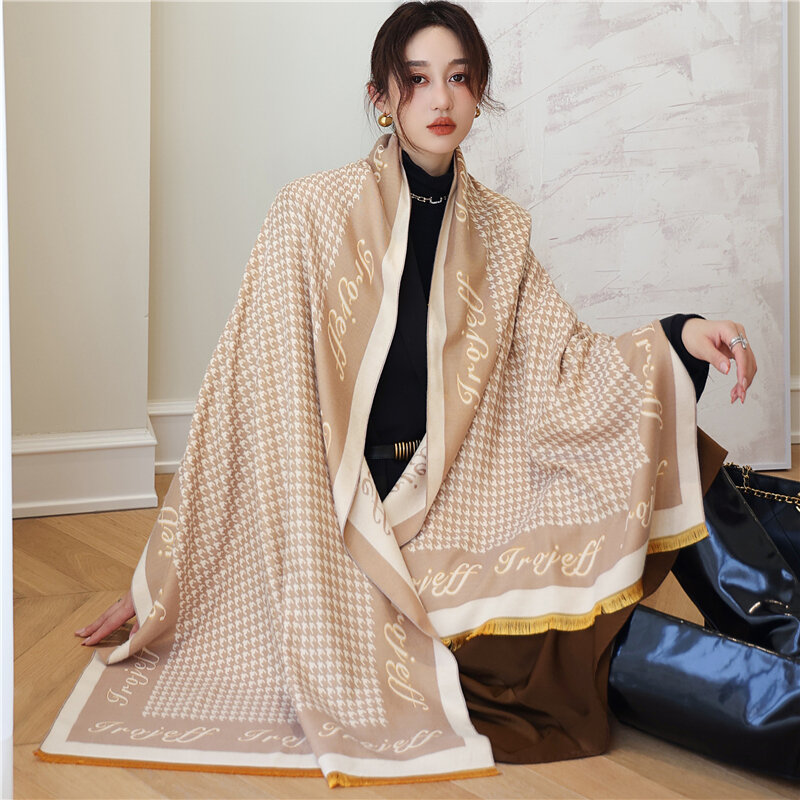 2021 dicke 180*65cm Kaschmir Schal Luxus Print Solide Winter Schal Pashmina Decke Hijab Wrap Kopftuch Neck Foulard echarpe
