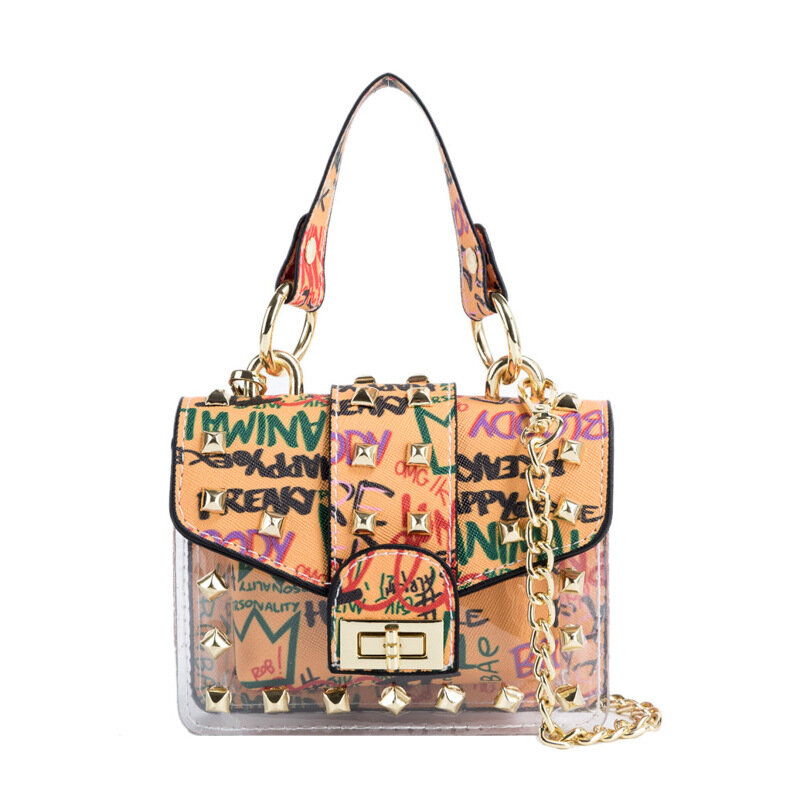 Модная женская сумка, Новинка лета 2021, сумка через плечо с цепочкой, ручная прозрачная маленькая квадратная сумка для мамы