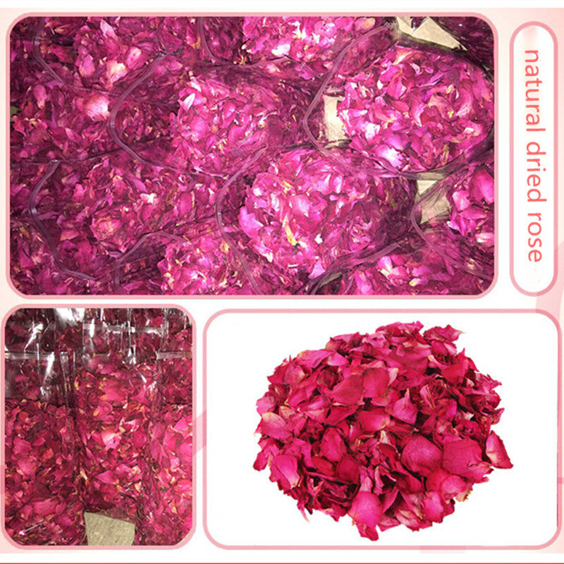Романтические Натуральные сушеные лепестки роз, 50 г, для ванны, сухие лепестки цветов, спа, отбеливающий душ, ароматерапия, товары для купани...