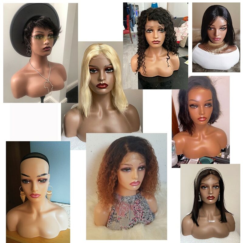 African American Female Mannequin Head With Shoulders For Wig Display Realistic Mannequin Head With Shoulders For Display Wigs