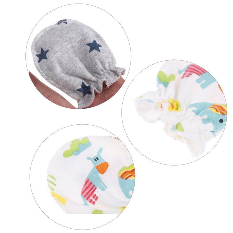 1 par/3 pares moda bebê anti riscar luvas de algodão riscar luvas algodão luva do bebê recém-nascido proteção rosto cor aleatória