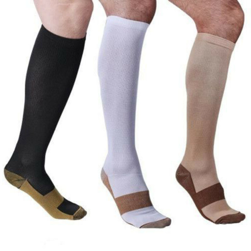 Chaussettes unisexes à Compression en cuivre, 20 à 30mmhg, Support gradué, pour hommes et femmes, chaussettes de sport pour adultes, chaussettes de football