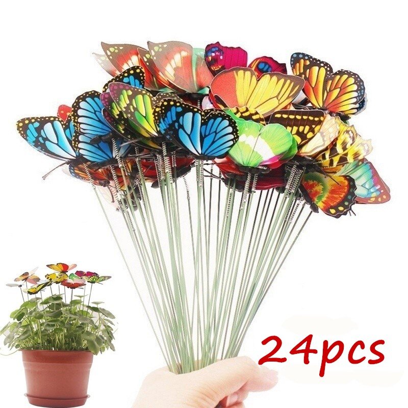 Decoração de jardim de borboleta, plantador de quintal ao ar livre, colorido espiral de borboletas em estampas decorativas, vasos de flores, decoração jardinaria