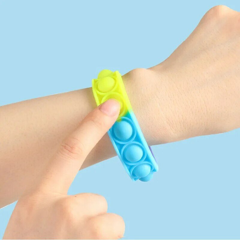 Novo brinquedo brinquedos para crianças empurrar bolha dimple pulseira de descompressão adultos anti stress reliever sensorial brinquedo crianças presente