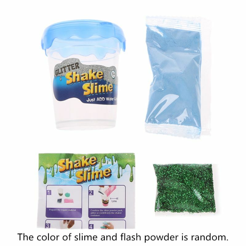 Brinquedos de plástico polímero para brinquedo, adicione amuletos de água para slime kit de brinquedo de areia mágica com glitter shake 80ml diy com caixa de slime