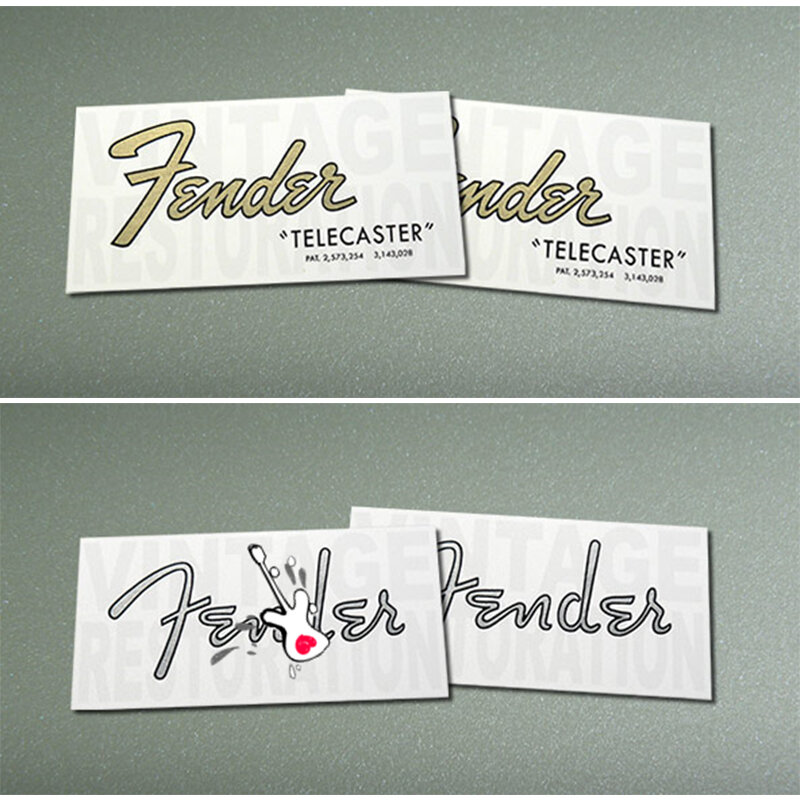 Fender-pegatina de transferencia de agua con logotipo de guitarra telecaster