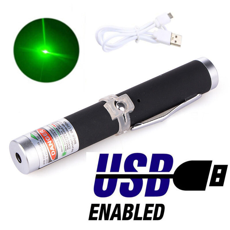 Зеленый лазер 532nm 5 мВт, мощный лазерный прицел, мощное лазерное оборудование, лазер с регулируемым фокусом и аккумулятором 18650/USB зарядкой