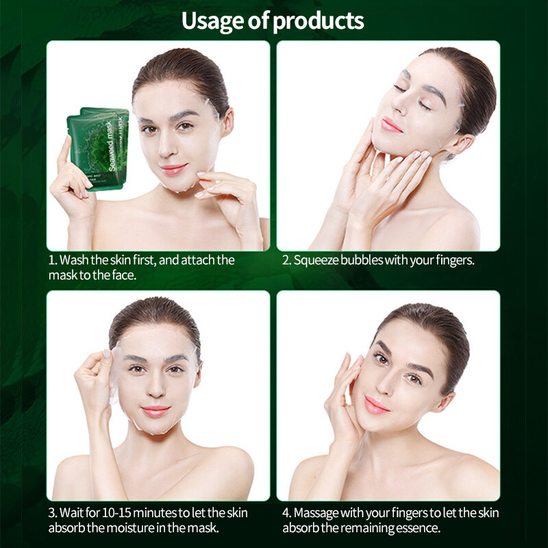 3 uds algas máscara hidratante refrescante hidratante suave poro reducción cuidado mascarilla blanqueadora piel cuidado de la piel de la cara