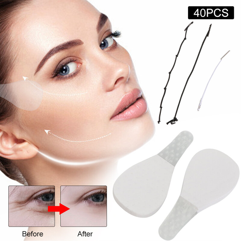 40 Pçs/set Linha Fina Invisível Rosto Adesivos V-Forma Face Facial Rugas Flacidez SkinFace Chin Lift Up Rápido Fita Adesiva