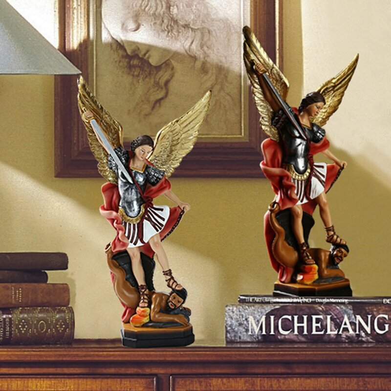 Novo anjo e demônio batalha estátua casa jardim estatueta resina ornamento presentes católicos