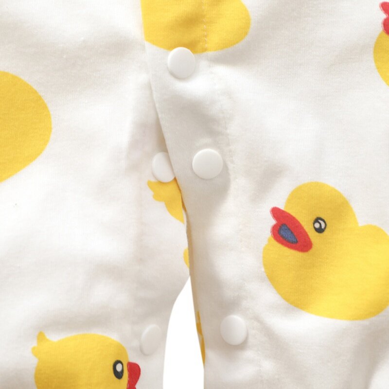 Macacão estampado de pato para bebês, roupas para outono primavera com manga longa com desenho para meninas