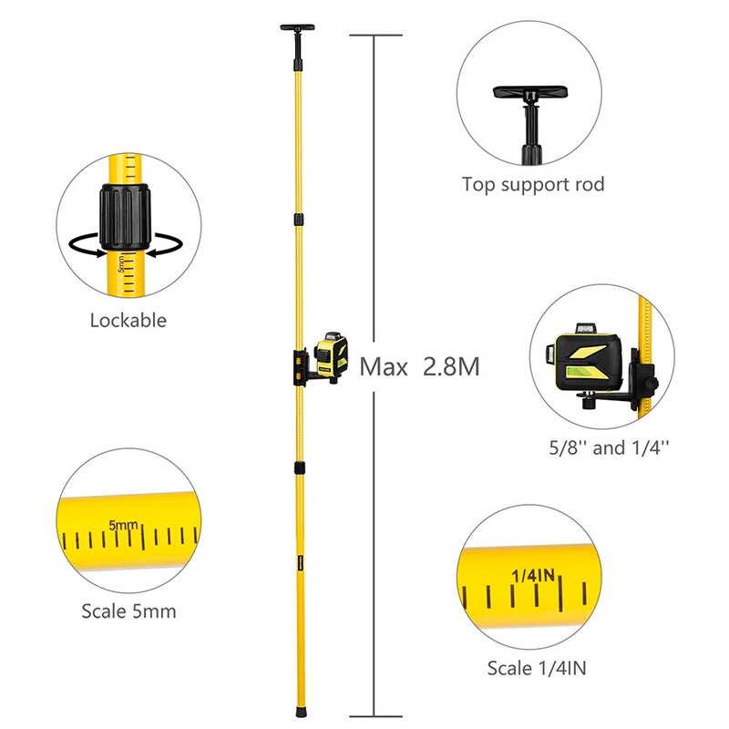 FIRECORE 2.8M  5/8 and 1/4 Interface Extend Bracket for Laser Level