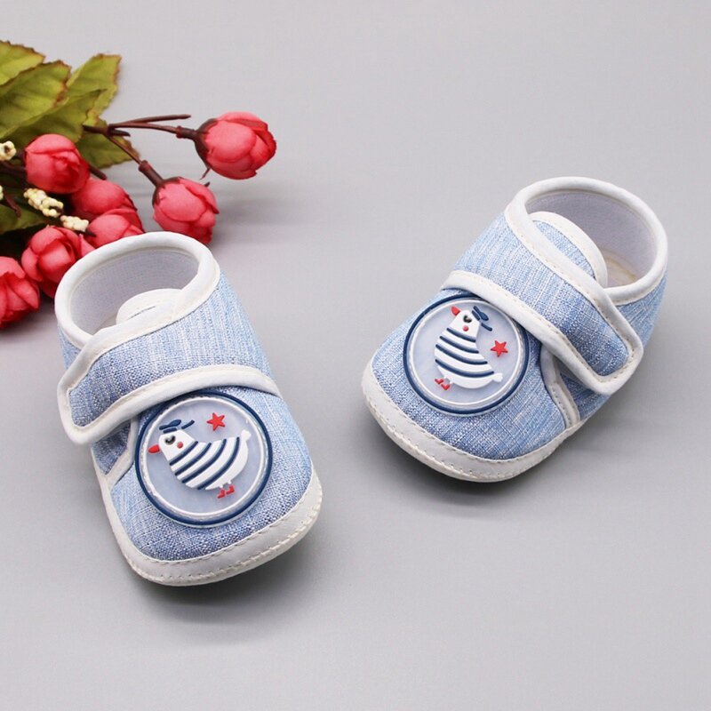 Baby Girl Boy Cartoon Pattern Casual Cotton Shoes Toddler Striped Soft Sole Shoes First Walkers 0-18M