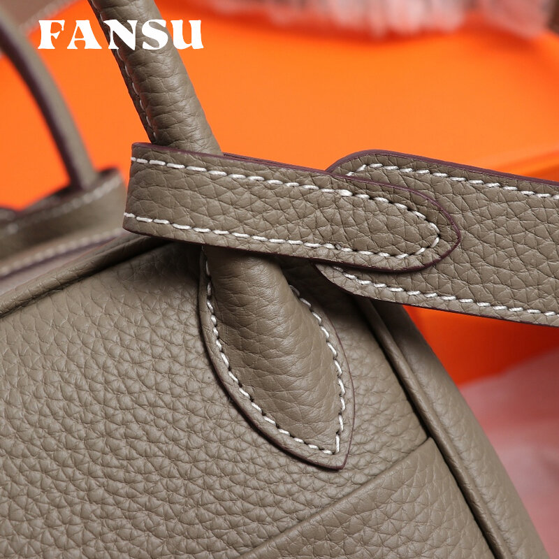 FANSU Frauen lychee muster luxus design retro arzt große kapazität leder kissen manuelle wachs linie schulter handtasche