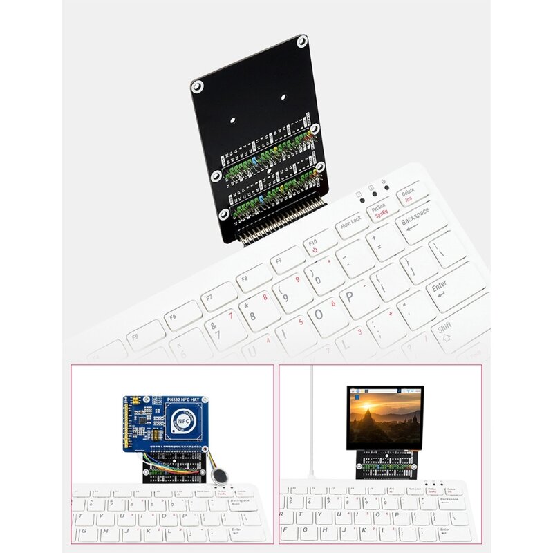 Adaptador de cabezal GPIO H4GA Durable Raspberry Pi 400, tablero de expansión codificado por Color, cabezal en ángulo especial, 2x40 Pines, uso con sombreros