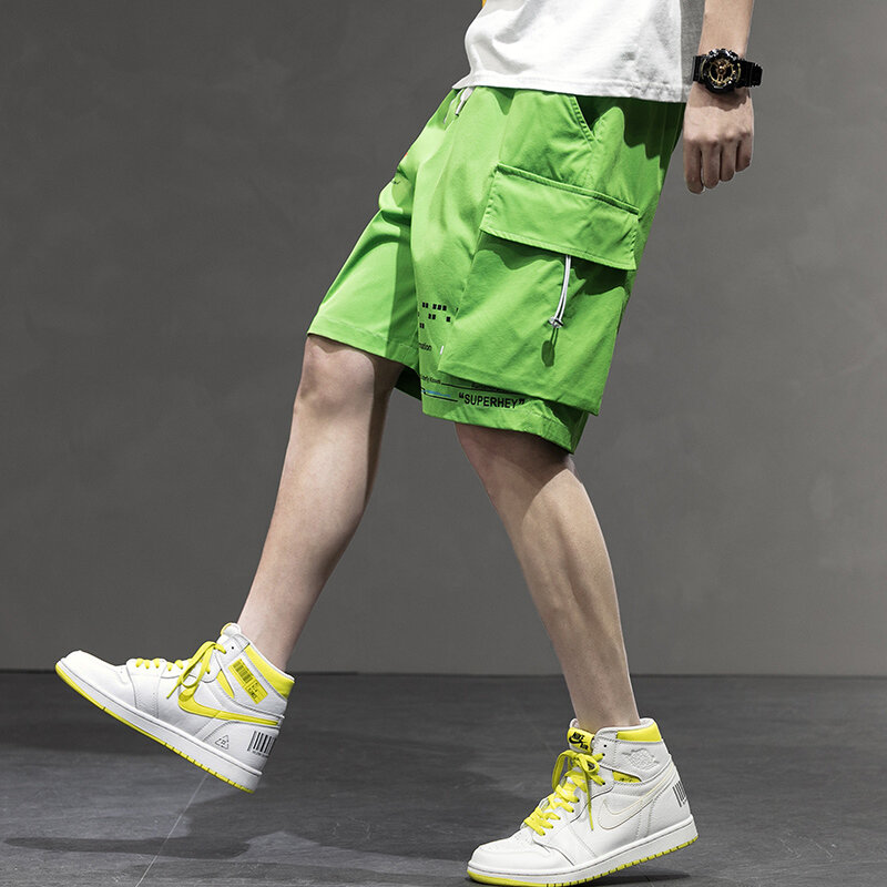 Pantalones casuales de cinco puntos de verano para hombre Verde 