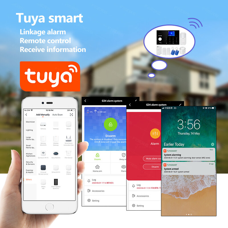 4G Wifi GSM alarm systems security  Tuya Alexa App  Wifi Camera Touch keypad Smart Home Burglar Alarm  System Security Alarm
