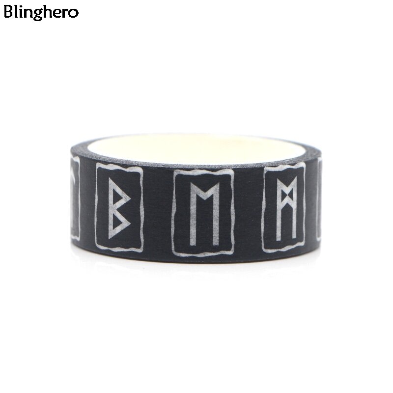 Blinghero bien runas 15mm X 5m de cinta de Washi cinta negro cintas adhesivas de cinta adhesiva de impresión cintas carta etiqueta BH0044