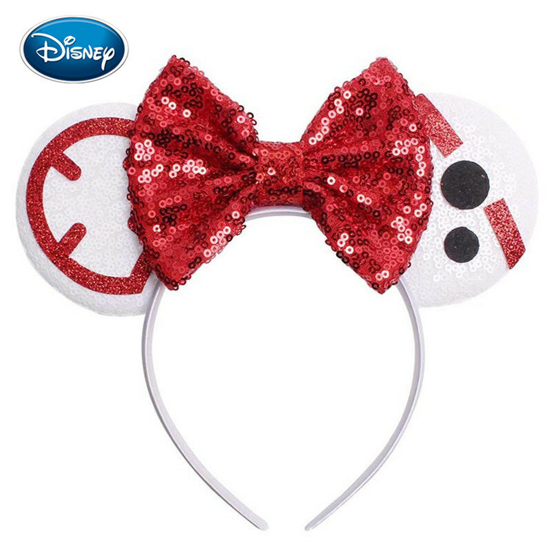 Disney-Diadema de Mickey Stitch con orejas de Frozen para mujer, lazos para el pelo con lentejuelas, accesorio para el cabello para fiesta