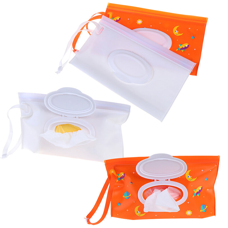 Neue Umweltfreundliche Tücher Tragetasche Kupplung und Sauber Nass Wischt Tasche für Kinderwagen Kosmetische Beutel mit Einfach-Tragen Snap-Strap