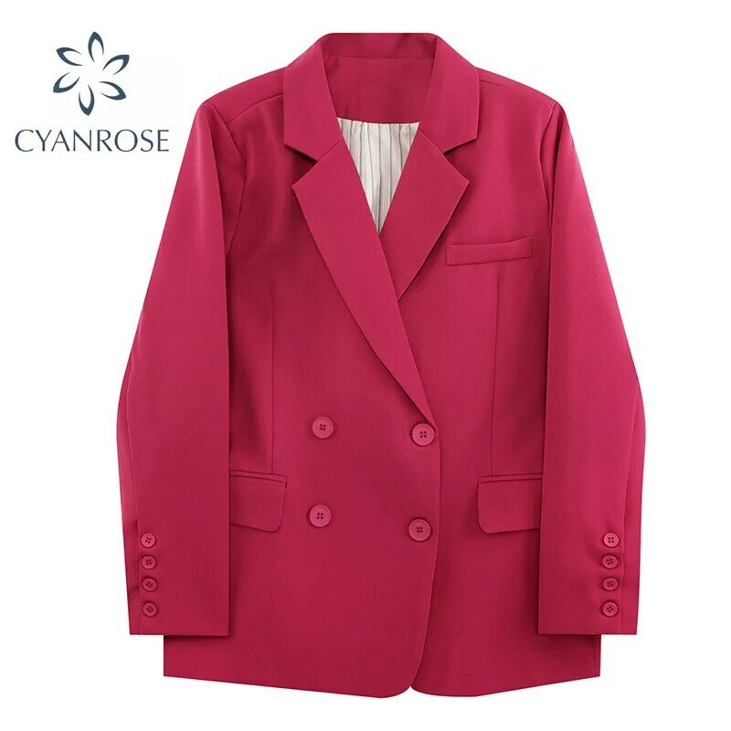 女性のためのシックなヴィンテージオフィスジャケット,ダブルブレストのコート,長袖のジャケット,アウターウェア,ファッショナブルな女性のスーツ