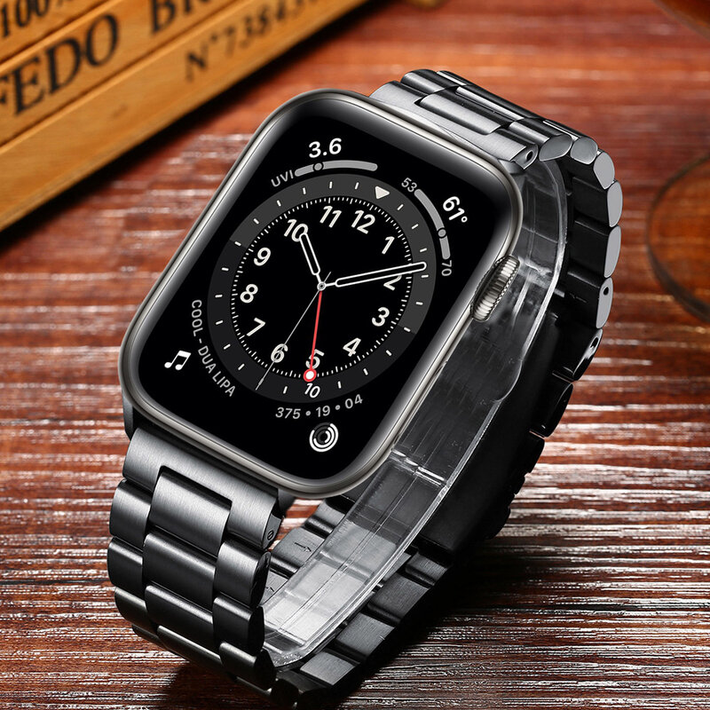 Pulseira para apple watch 7 6 se 44mm 40mm 45mm 41mm banda de aço inoxidável pulseira de metal para iwatch série 5 4 3 42mm 38mm pulseira