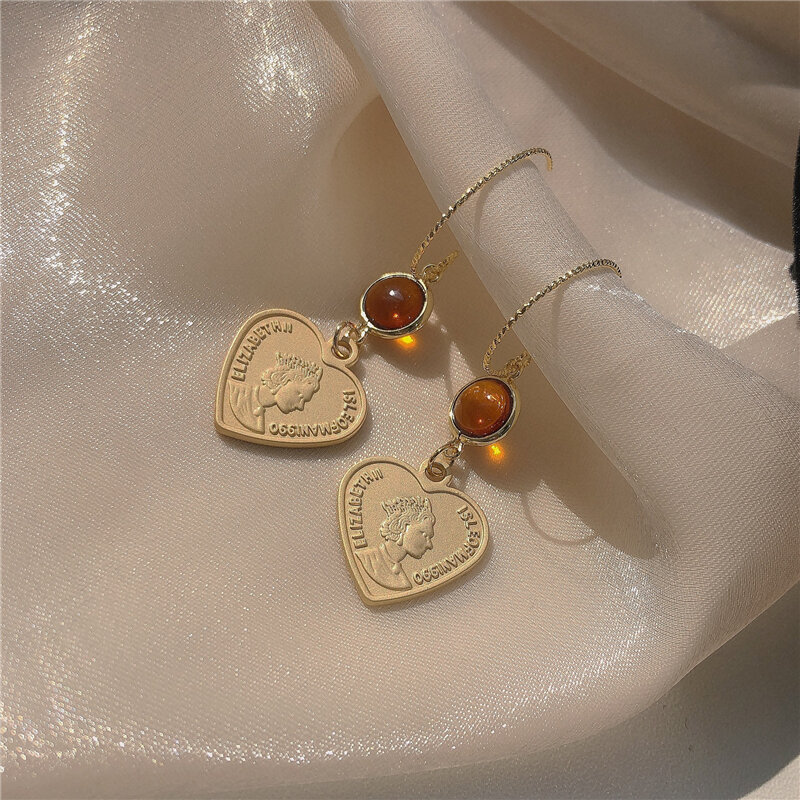 Boucles d'oreilles rétro Style Hong Kong, perles rondes ambrées, Ins corée du sud, Non grand public, haute qualité, mode polyvalente