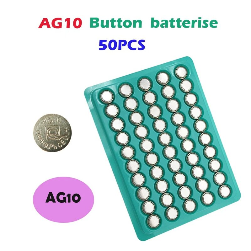 Batteria a bottone AG10 50pcs AG 10 150mAh 1.5V LR54 L1131 SR1130 189 batterie a bottone a bottone per piccole parti di dispositivi elettronici