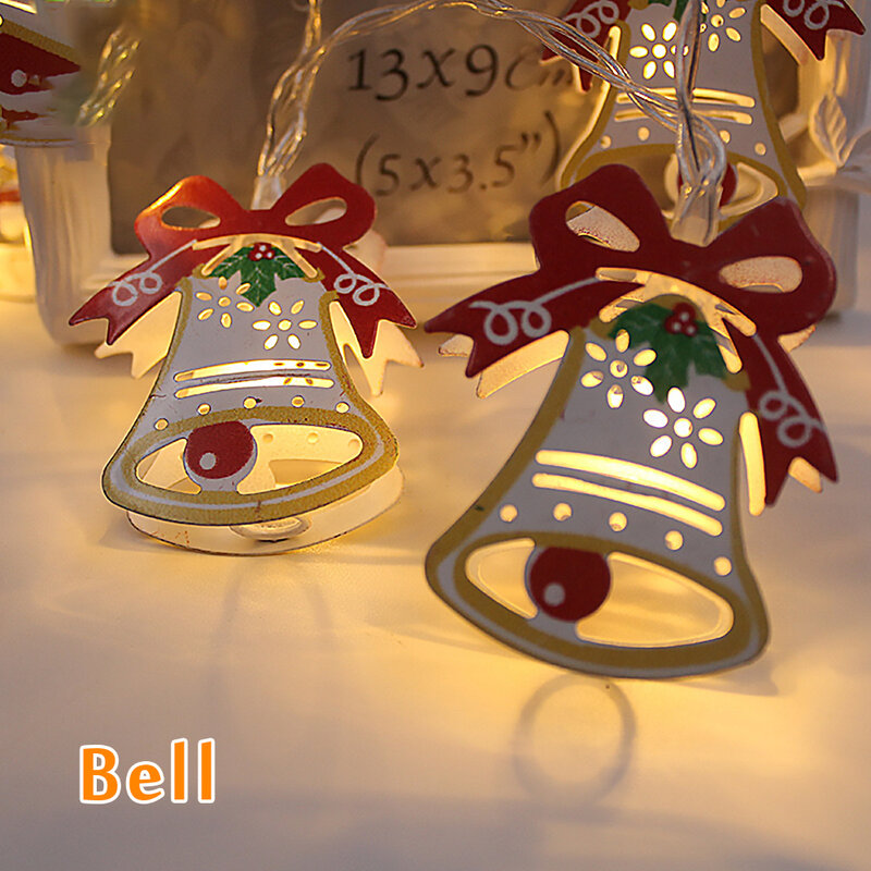 Chrsitmas Decorations 2021 1.8M Snowman Elk Bell Candle Led Light String Festival Party Home Decor Xmas Tree Ornament Garland