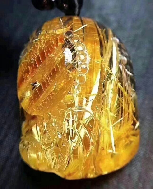 Ожерелье из натурального золота с кулоном из рутилированного кварца, бразильское ожерелье с богатым камнем 38*28*15 мм для женщин и мужчин, юве...