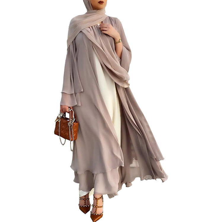 Sólido Abaya abierta Kimono Dubai Turquía Kaftan musulmán Cardigan vestido de Abaya para las mujeres Casual traje de mujer vestido ropa Islam