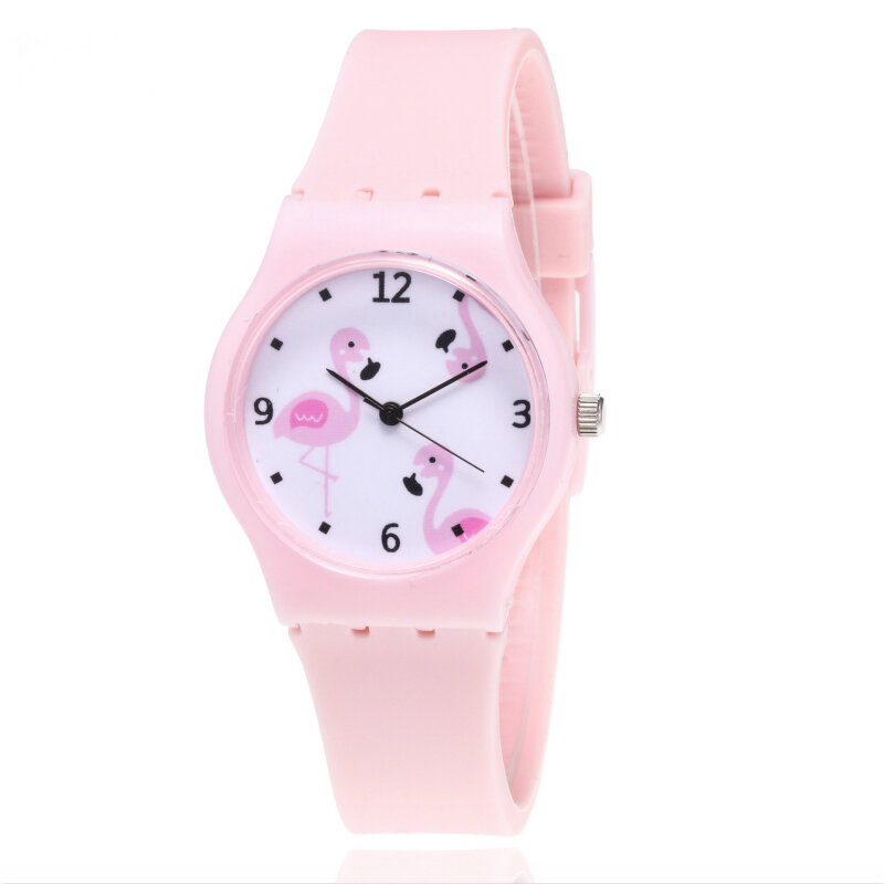 2019 moda exclusiva relógio das crianças senhoras flamingo casual silicone bonito vento feminino relógio de quartzo estudante crianças presentes da menina