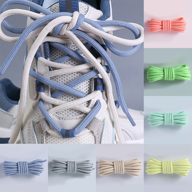 1 pares casuales Cordones redondos de Color sólido zapatillas de deporte cordones de zapatillas Unisex-encuentro redondo colorido los cordones de los zapatos de baloncesto cordones