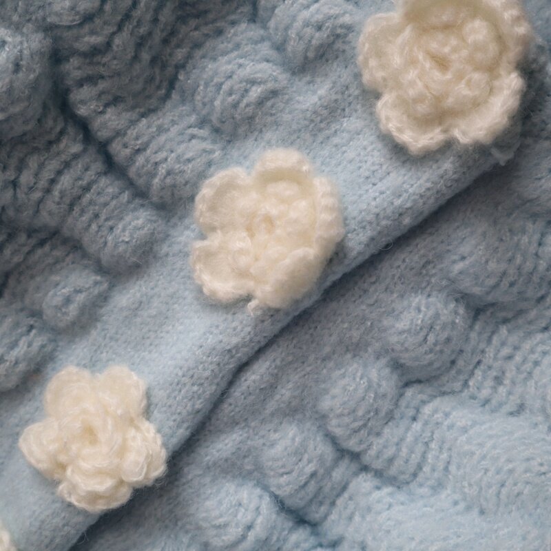 Cárdigan acanalado de punto para mujer, suéter elegante de manga larga con botones florales, suéteres holgados informales para primavera y otoño