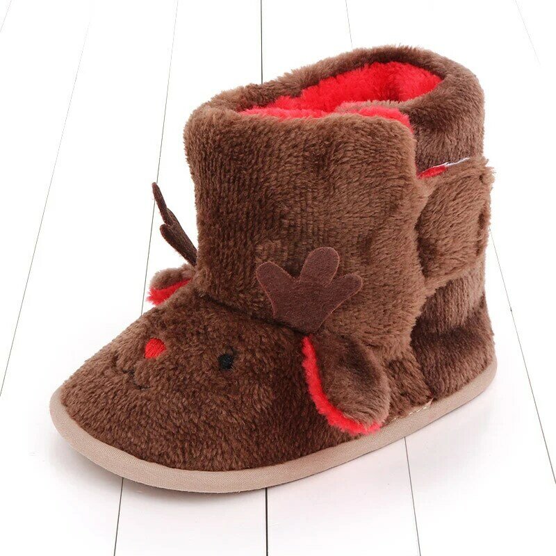 Weixinbuy-Botas de nieve para bebé recién nacido, zapatos cálidos de invierno para Navidad, botines de felpa con botón sólido, 0-18M