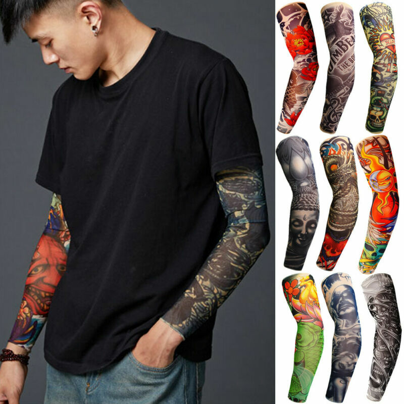 Mangas de tatuaje falso brazo para hombre y mujer, 1 Uds., protección solar UV, elásticas, deportivas